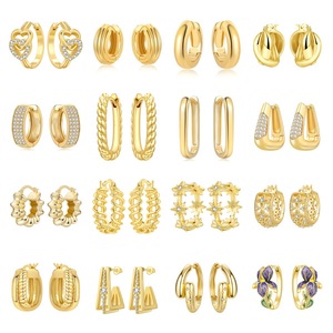 Pendientes de Aro Grandes de Latón con Diseño de Luna, Lujosos, Modernos, Geométricos, con Circonitas y Cuentas de Oro Fresco Estilo Coco, Regalo - Product Image 2