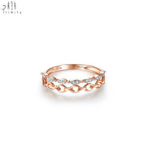Anillo Apilable de Alta Calidad al por Mayor, Anillos de Joyería Fina, Oro Rosa Sólido de 18K, Anillo de Diamantes Naturales, Regalo de San Valentín para Mujer - Product Image 1