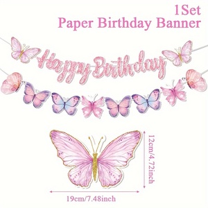 Bannière en papier suspendue pour fête d'<span class=keywords><strong>anniversaire</strong></span>, design personnalisé de dessins animés de sirènes, d'animaux de la jungle et de papillons, vente chaude de Nicro - Product Image 5