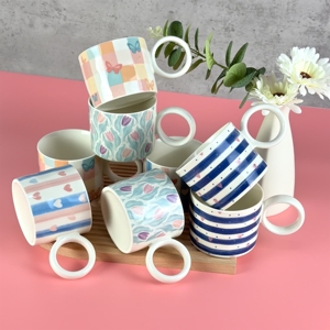 Tazas de Café de Porcelana Clásicas, Aptas para Alimentos y para Microondas/Lavavajillas, Acabado Esmaltado en Colores Populares para Café, Té y Agua - Product Image 6