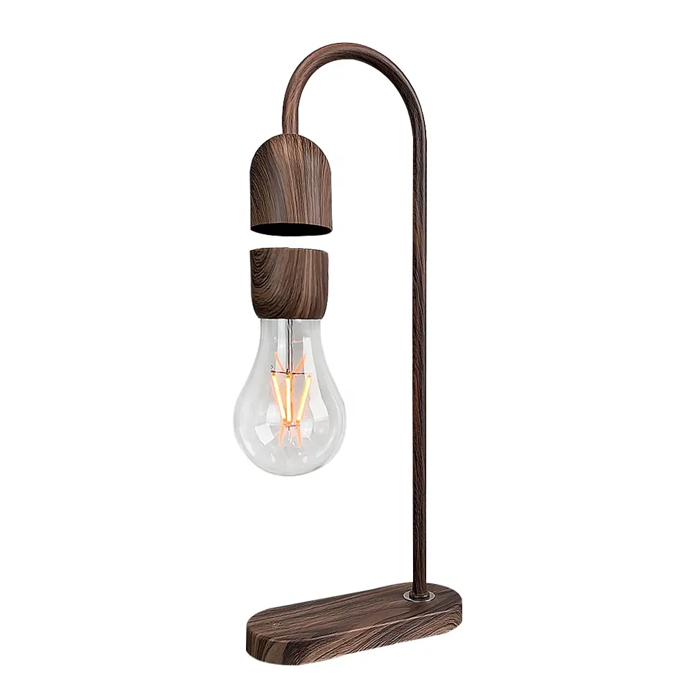 Amazon Ebay Hot Sale Light Bulb Magnetic Levitating Lamp Table Levitating Light Bulb Floating Wood Table Lamp