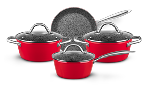 Juego de utensilios de cocina antiadherentes de granito forjado de alta calidad, tapas de vidrio con mango de acero inoxidable duradero, juego de ollas de cocina de Metal - Product Image 3