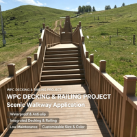 Rampe d'escalier en WPC pour balcon extérieur 50mmx50mm, finition grain de bois, étanche, résistante aux intempéries, faible entretien, clôture de sécurité