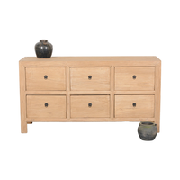 Meubles de salon de style asiatique, buffets en bois d'orme massif naturel avec 6 tiroirs