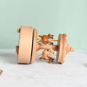 Venta al por mayor melodía creativa carrusel de madera con logotipo personalizado caja de música de juguete para niños - Product Image 3
