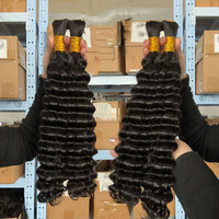 SDD 100g Cabello Virgen para Trenzas Ondulado Profundo Boho, Cabello Humano Crudo Vietnamita Sin Trama, Cabello Humano Rizado a Granel para Trenzar
