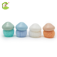 Éponge de nettoyage en plastique pour cuisine, boule à récurer en maille, éponge en nylon avec poignée