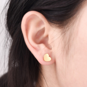 Heart-Shaped <b>Stud</b> <b>Earrings</b> 9mm Stainless Steel <b>Black</b> Gold Silver Color For Women Gift Jewelry - Product Image 2
