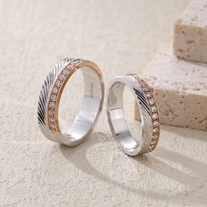 Anillo de boda de oro rosa blanco de 18 quilates de alta calidad de lujo, anillo fino clásico de rodio de diamante Natural para fiestas y aniversarios - Product Image 3