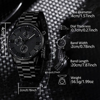 Montre de luxe pour homme à quartz en alliage, boîtier de 9 mm d'épaisseur, cadran à aiguilles écologique, design à trois yeux, avec boîte