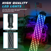 2PCS 1FT 2FT 3FT Chase RGB App and Remote Control Fat Whip Light avec Spring LED Brighter Strong UTV ATV Whip Antenne Flag Pole
