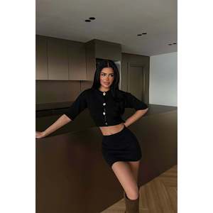 Alondra Black Floral Print <b>Knit</b> <b>Set</b> Casual and Formal Floral Print Pattern for Summer and Autumn Seasons - Product Image 4