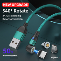 Câble USB magnétique 5 broches 180 + 360 Rotation 540 | Câble de charge et de données USB 3 en 1 avec lumière LED pour iPhone Android Micro Device