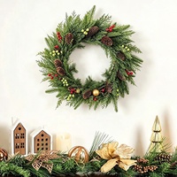 Couronne contemporaine en croix pour jardin, en feutre, avec pivoine, marguerite, eucalyptus, vigne et autres éléments floraux, style Valley Swag Pansy, pour la vente en gros