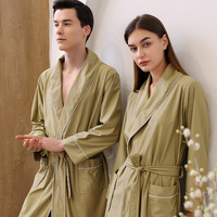 Peignoirs gaufrés unisexes avec logo brodé personnalisé, peignoir long en tricot gaufré, robe de spa, kimono à manches longues, chemise de nuit adulte