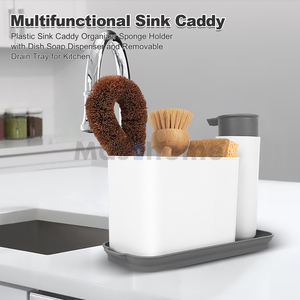 Masthome מטבח כיור ארגונית ספוג מחזיק סבון Dispenser Scrubber מייבש לשטיפת כלים אביזרי כיור Caddy עם ניקוז מגש - Product Image 6