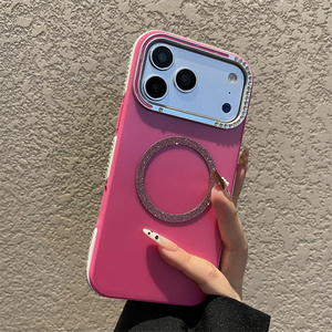 เคสโทรศัพท์กันกระแทกแบบแม่เหล็ก ขอบเพชร กลิตเตอร์ สำหรับ iPhone 17 16 15 Pro Max  ฝาหลังโลหะด้าน สีสันสดใส ป้องกันกล้อง - Product Image 3