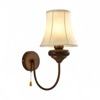 Lampe murale LED vintage américaine rétro moderne pour chambre à coucher, en fer, E14, avec interrupteur, abat-jour blanc personnalisable pour salon