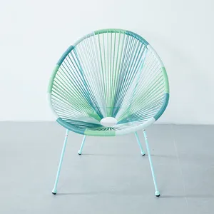 Chaise Acapulco en rotin tressé pour jardin extérieur, imperméable, prix bas, chaise œuf colorée en corde - Product Image 1