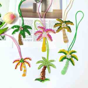 Palm Tree Handbags Pearl Beaded Luggage Tag Personalized Keychain Car Mirror <b>Charm</b> for Gifts - Product Image 1