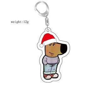 Regalo de Navidad: Llavero de acrílico con cabeza de perro de dibujos animados, estilo meme 'Just a Chill Guy', diseño 'Cold Guy' - Product Image 4