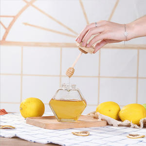 Pots à miel vides en verre, petits pots de stockage de confiture en forme d'hexagone, de 200ml, 300ml, 400ml, 4 pièces - Product Image 5