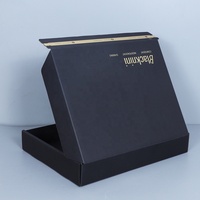 Boîtes postales personnalisées boîtes d'expédition en papier d'emballage en feuille d'or pour vêtements marquage à chaud boîte postale à fermeture éclair de luxe noire