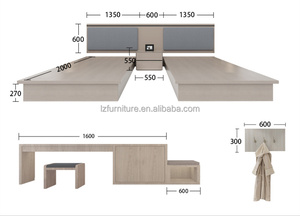 Juego de Cama Minimalista en Tonos Neutros para Hotel con Cabecera Tapizada en Tela y Mesitas de Noche a Juego para Proyectos de Hoteles y Resorts de 3 Estrellas - Product Image 4