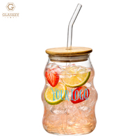 Verre à boire en verre transparent de 520 ml avec paille, idéal pour la bière, le café, le thé, les jus de fruits, les boissons glacées et le lait