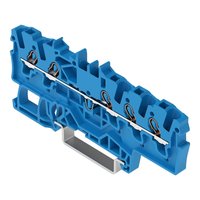 WAGOs 2001-1504 Bornier traversant 5 conducteurs 1,5 mm, marquage latéral et central, polyamide bleu PA66 pour applications ExeII