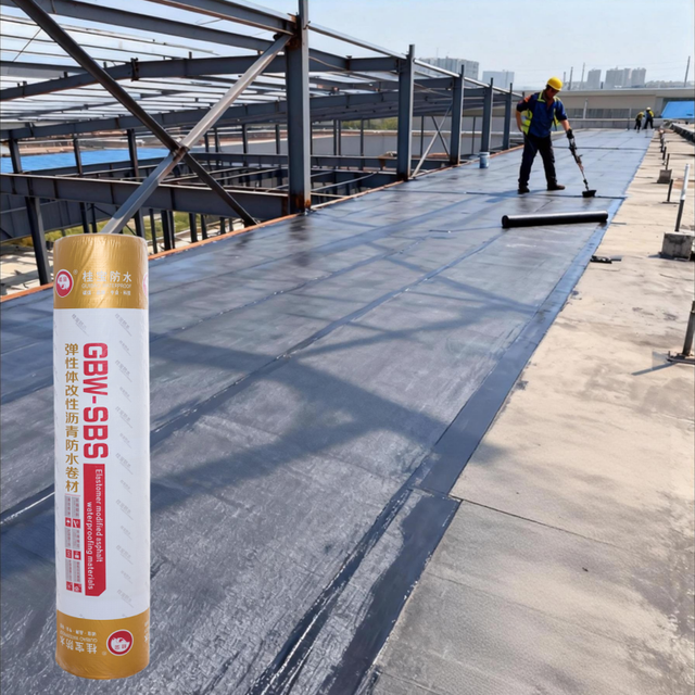 GBW SBS Modified Bitumen Roofing Rolls Torch Waterproof Membrane for Pond Home Basement Warehouse Tunnel Roof-1 Year Warranty