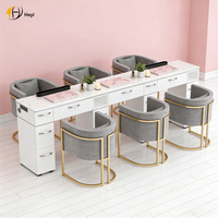 Meubles de salon en gros, table de manucure de luxe avec plateau en marbre, table à ongles blanche