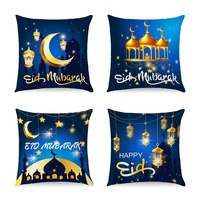 Juehuancai — housses de coussin carrée Eid Mubarak, taie d'oreiller bleu pour Ramadan islamique, décorations pour le canapé, la maison