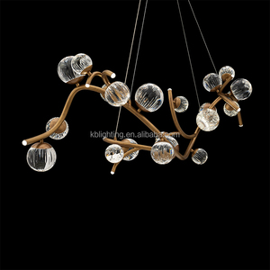 Retro Boomtak Kristallen Bol Kroonluchter Unieke Onregelmatige Gouden Plafond Hanglamp Voor Woonkamer Slaapkamer Bar - Product Image 2