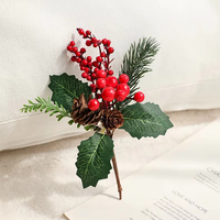 Guirlande de fleurs artificielles en PVC et PE, imitant les baies rouges et les aiguilles de pin, pour fêtes d'hiver, Noël, Nouvel An, remise de diplômes, décoration intérieure
