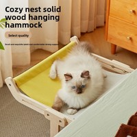 Lit et hamac pour chat en bois respirant avec motif écossais pour fenêtre de chevet et balcon (bain de soleil)