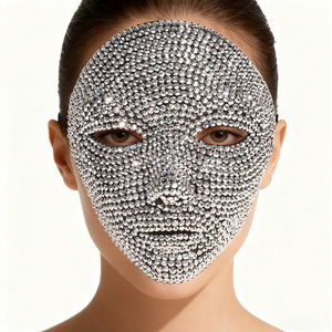Máscara Facial Plateada con Pedrería para Fiestas, Conciertos, Accesorio de Moda, Cumpleaños, Halloween, Carnaval - Product Image 4