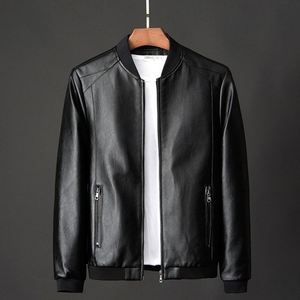 Giacca in Pelle da Uomo con Colletto Rialzato, Giacca da Motociclista, Cappotto in Pelle Bomber, Tendenza Moda, <span class=keywords><strong>Abbigliamento</strong></span> Invernale in Pelle Personalizzato - Product Image 1