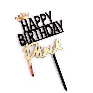 Usine <span class=keywords><strong>Pas</strong></span> <span class=keywords><strong>Cher</strong></span> Mini Couronne Acrylique Gâteau Topper Joyeux Anniversaire Double Couche Conception Roi Reine Prince Princesse pour Noël - Product Image 6