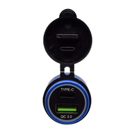 DIN Hell Powerlet Plug ke Pengisi Daya USB Quick Charge 3.0 & Adaptor Pengiriman Daya Tipe C untuk Sepeda Motor BMW (Hitam) 12-24V