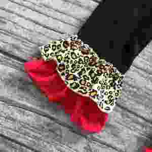 Ropa de otoño e invierno para niños, trajes de manga larga para niñas, trajes MINNIE, pantalones con volantes de leopardo, ropa con accesorios - Product Image 4