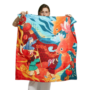 Customized Design Your Own Logo Printing <strong>Bandana</strong> Square Polyester Silk Satin <strong>Bandana</strong> - Product Image 1