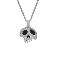 Collier pendentif Hip Hop Iced Out en laiton plaqué or/argent CN379 avec design CZ et chaîne corde