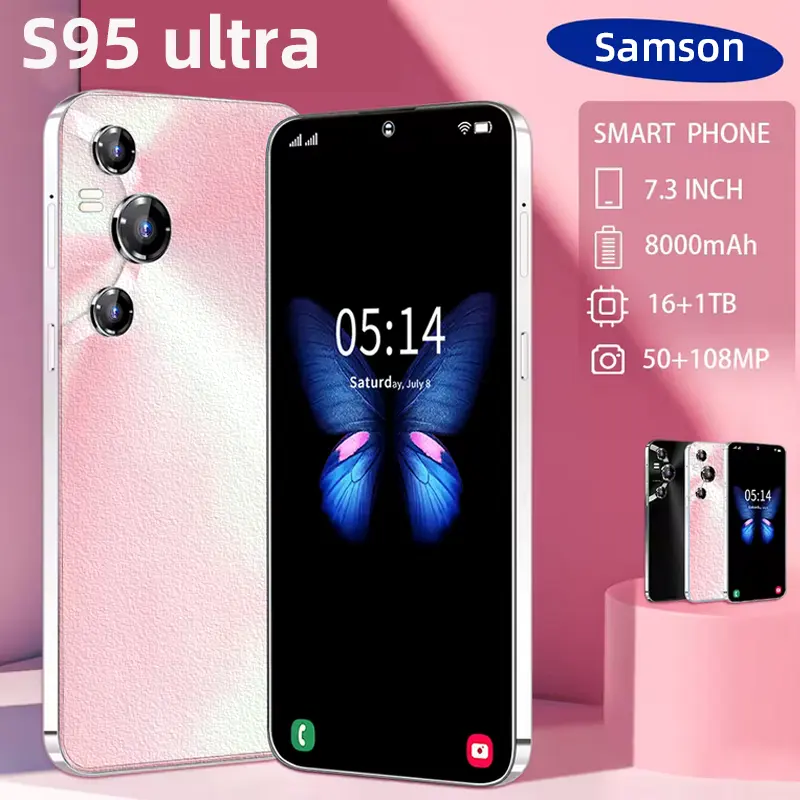 Samson SS95 ultra Venta Directa Teléfono móvil Android Teléfonos celulares 5G teléfono inteligente Cámara Hd Teléfono inteligente de pantalla grande