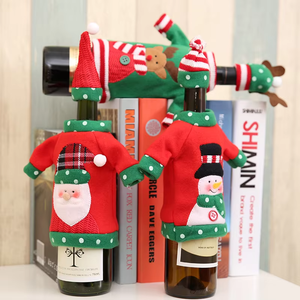 Housse de bouteille de vin de Noël, décoration de table, housse de bouteille de vin en forme de pull de Noël, housse de bouteille de vin Père Noël pour fête de Noël - Product Image 4