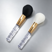 Pinceau à poudre de haute qualité avec logo personnalisé, manche en plastique imitation bambou, poils synthétiques, outil cosmétique pour blush, fond de teint et maquillage