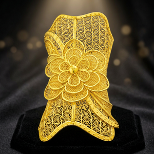 Wholesale Dubai Style Arabic <b>Bridal</b> Kada Jewelry 14K18K24K Gold Plated Wide Kada Intricate Floral Openwork Forming Kada Bracelet - Product Image 1