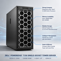 Serveur mini-tour 4U d'entreprise haute performance PowerEdge T150 avec processeur Intel Xeon E-2300, mémoire maximale de 128 Go et disque de 30,72 To