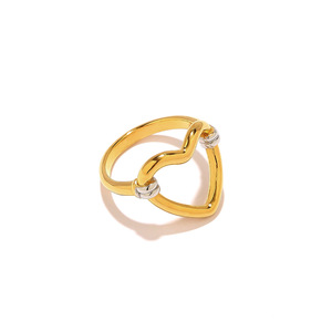 Heart Shape Stainless Steel <b>Ring</b> 18k Gold Plated Two Tone <b>Titanium</b> Steel Unisex Fashion Jewelry Gift - Product Image 5