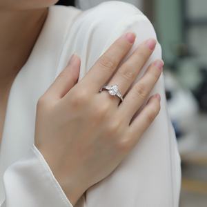 Feine Frauen 1,5 Karat Birnen schliff Moissan ite Ring Hochzeit Verlobung Versprechen Ring S925 Silber Weiß Farbe Rhodiniert Moissan ite Ring - Product Image 6